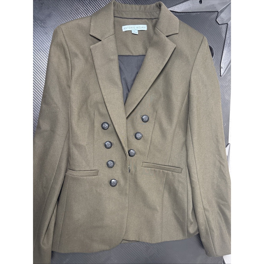 Antonio Melani Womens Military Style Blazer Jacket Olive Green Sz 2 Small
